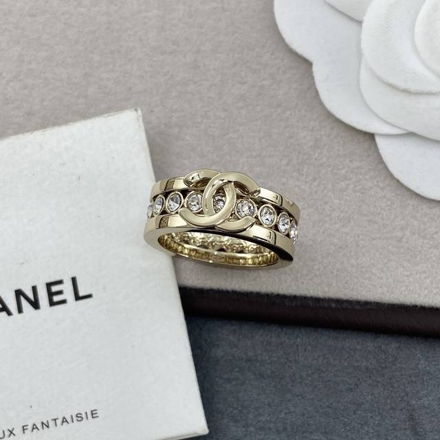 Xj0721 Size 678 Ch Nel Chanel New Double C Full Diamond Ring Hot Selling Item, s
