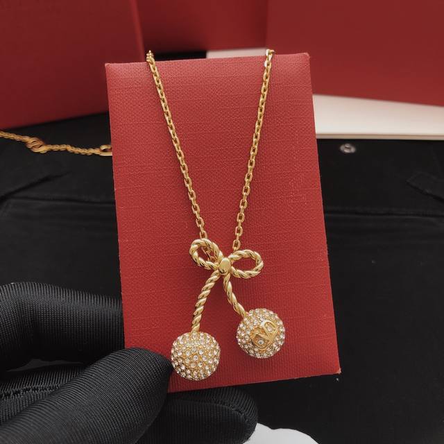 Item No. Valenti*O Latest Cherry Bow Necklace, Same as Zp, Brass Material DDD