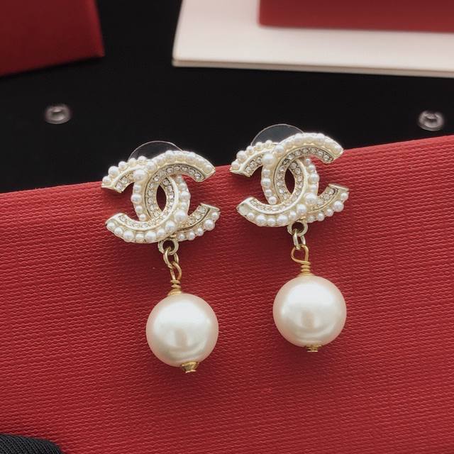 Item No. Xed0171 Ch*Nel Latest Style Dragging Pearl Earrings, Same as Zp, Brass