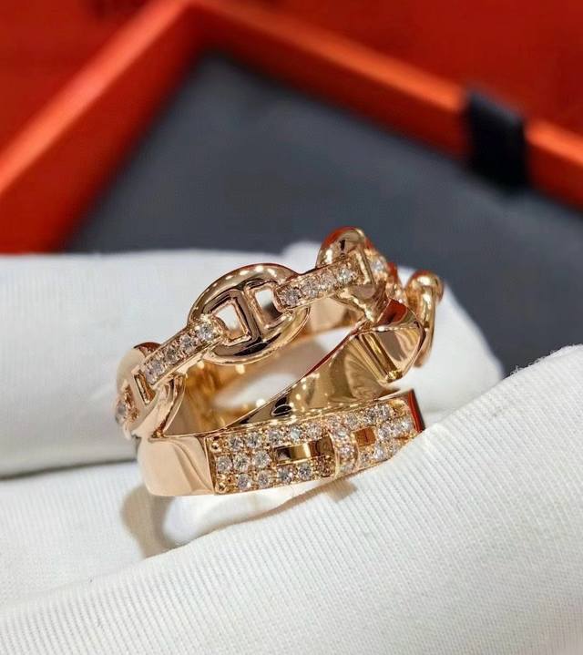 Hermes belt buckle pig nose three-layer ring, exclusive imported gold material,