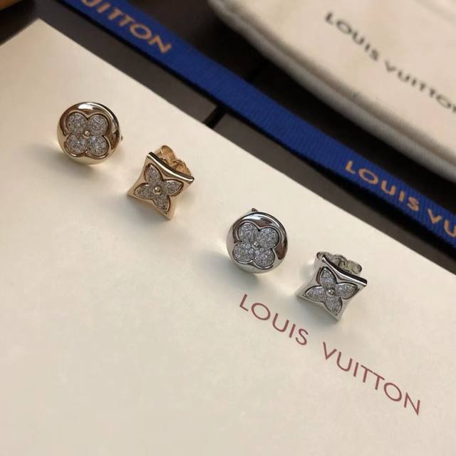 Lv Louis Vuitton Clover Asymmetrical Earrings, Everyday Versatile Classic Monogr