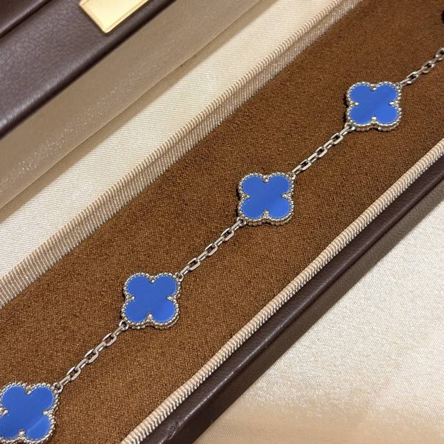 A1764 Vanjia Limited Edition Blue Turquoise Four-Leaf Clover Five-Flower Bracele