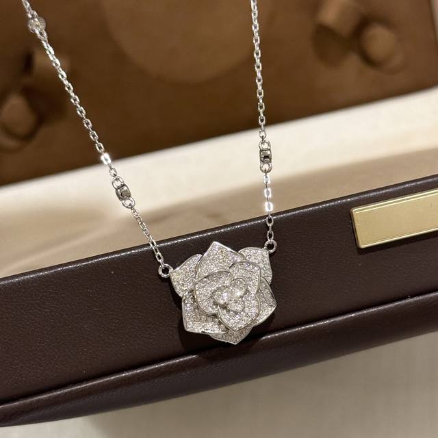 A5635 Piaget New Rose Full Diamond and Starry Sky Chain Necklace, S925 Sterling