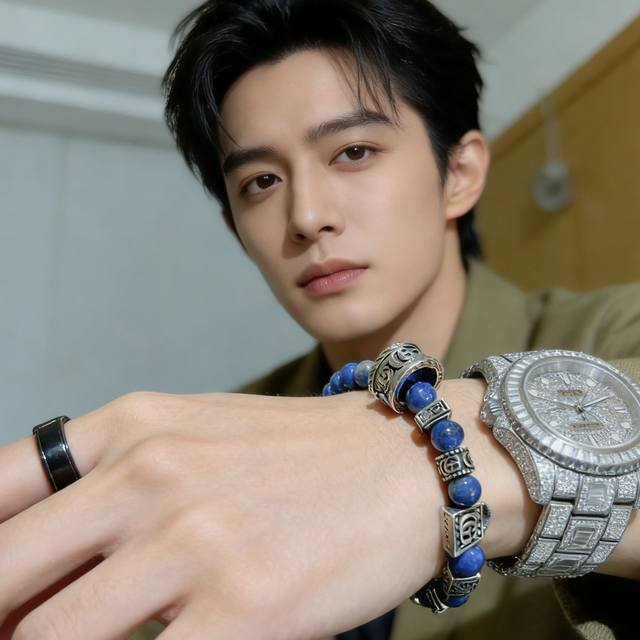 Gucci bracelet, boutique-quality replica, natural lapis lazuli, Thai silver. Cel