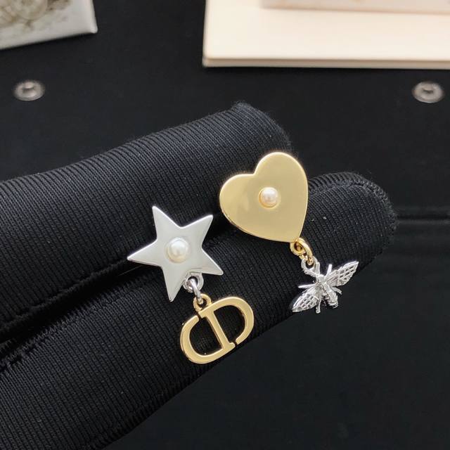 Dio* Latest Star Heart Bee Earrings, identical to Zp, brass material DDD