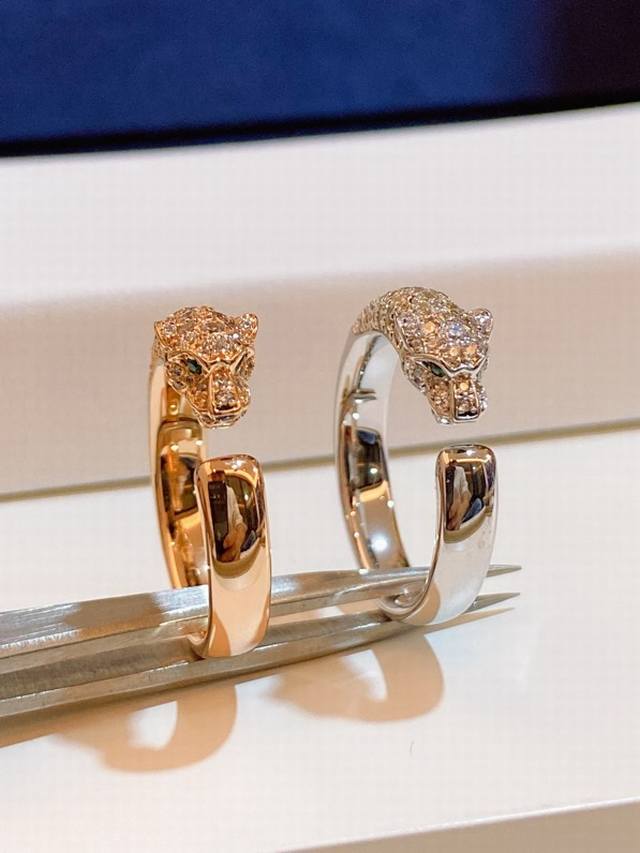 Parthere Series Half-Diamond Panther Ring, Size 5678 US, Micro-Setting Technique