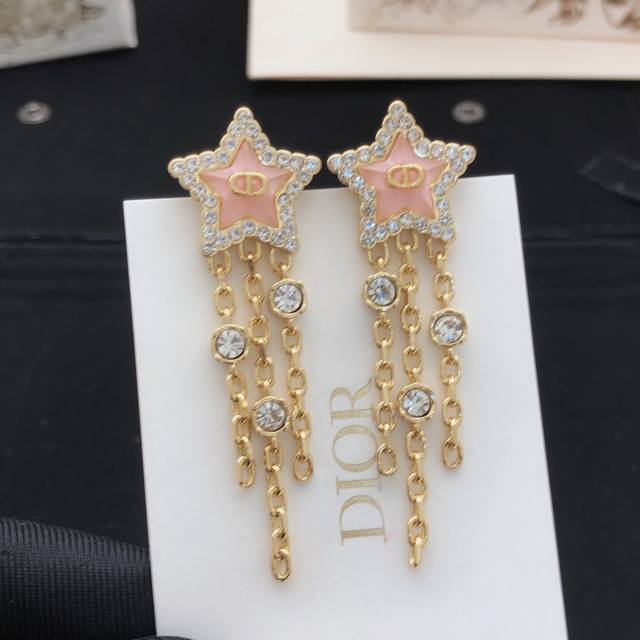 Item No. Ded0713 Dio* Latest Pink Star Tassel Earrings, Batch Z, Brass Material