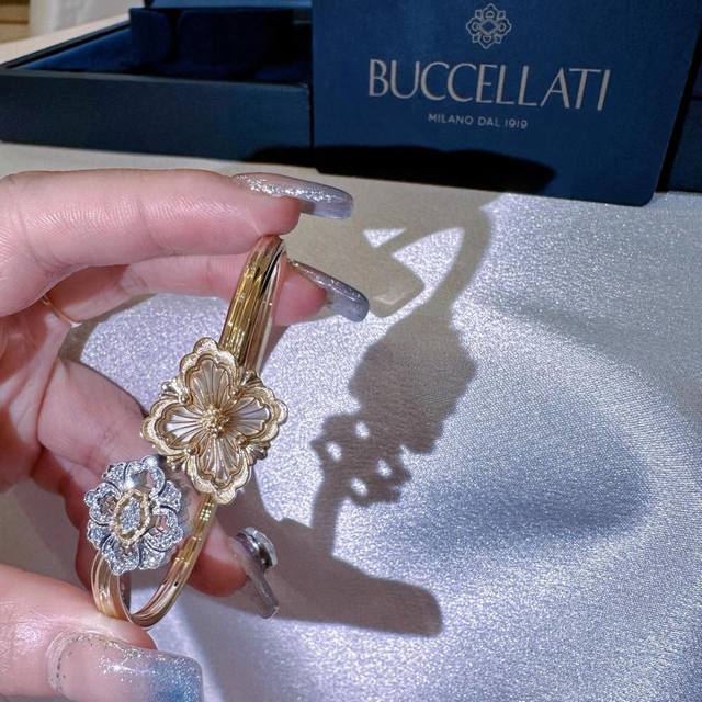 V gold material, matching craftsmanship, Buccellati white mother-of-pearl bracel