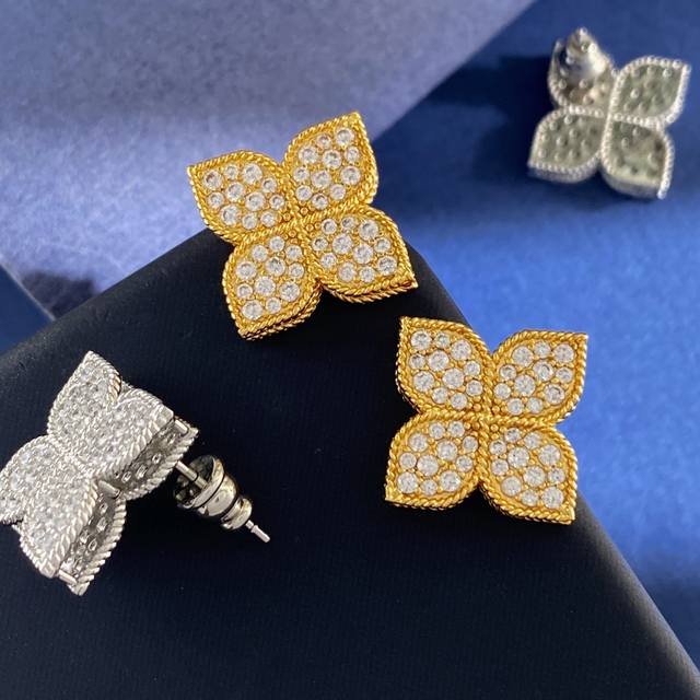 Full Diamond Stud Earrings Rc80 Roberto Coin Ke Ying High-End Fashionable Luxury