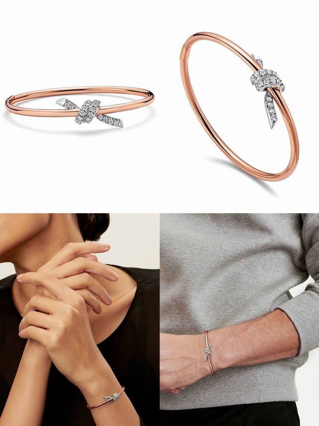 Tiffany bracelet, delicate design, interlocking diamonds, knotted bracelet, rope