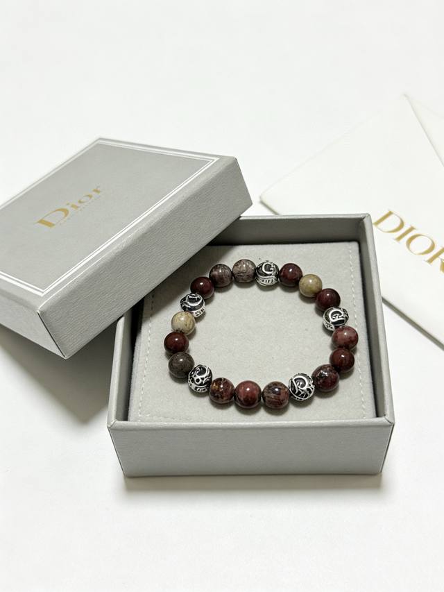 Exquisite replica of Dior multi-element agate Thai silver style bracelet, the sa