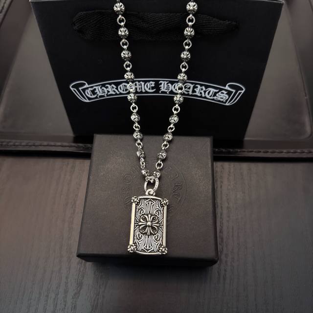 New boutique quality Chrome Hearts retro cross flower ball necklace with cross p