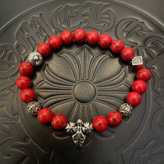 New boutique quality Chrome Hearts classic retro multi-element red turquoise bra