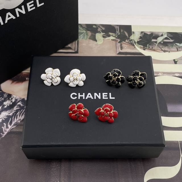 We offer enamel camellia earrings in red, black, and white Z 5200! Bulk inquirie